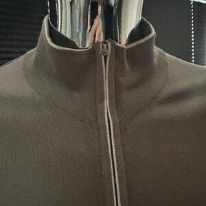 SORRY SOLD OUT BR MEN'S SILK/COTTON/CASHMERE BLEND - TAUPE/CEAM PIPING - L